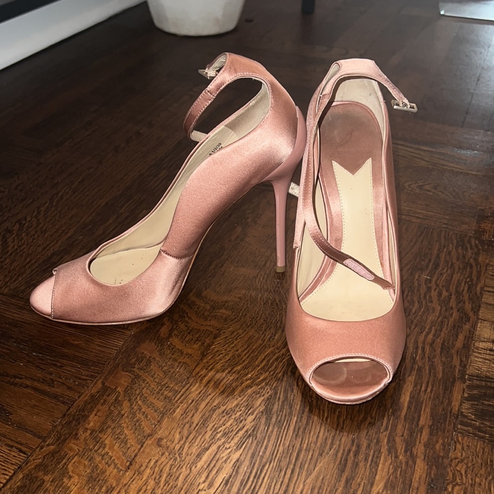 Brian Atwood pink satin heels. Size 8.5. Real leather